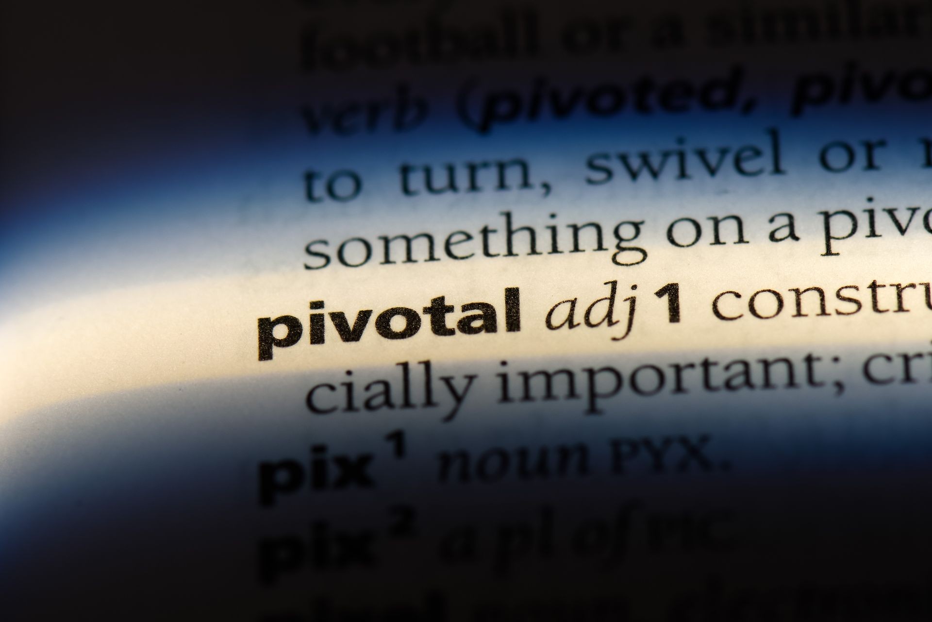 pivotal word in a dictionary. pivotal concept.